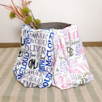Personalized Baby Blanket, Custom Monogram Name Blanket