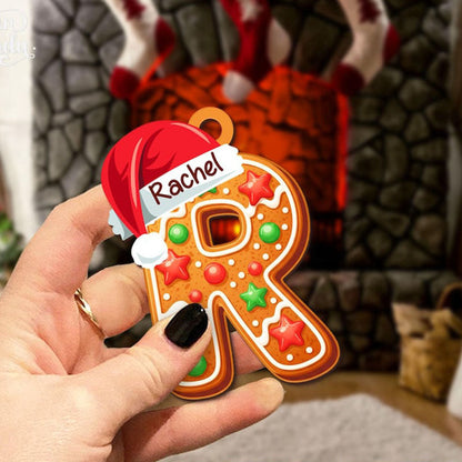 Personalized Gingerbread Letter Ornament: Custom Kids Name Ornament