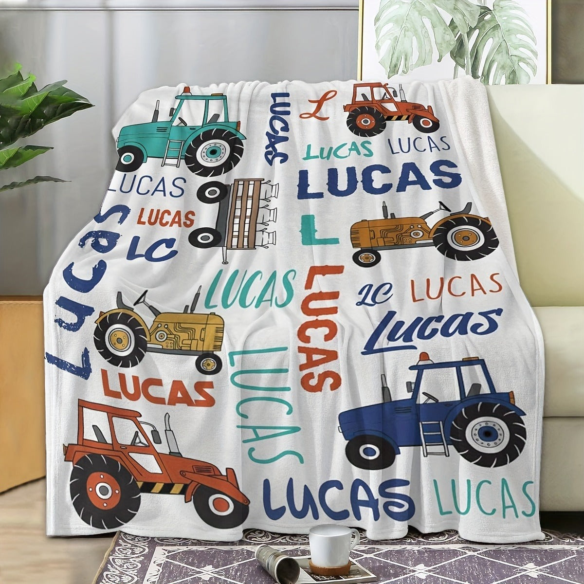 Creative Color Truck Customized Name Blanket