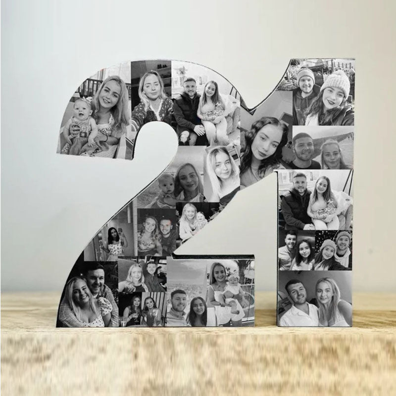 Freestanding Double Photo Number, Photo Collage, Birthday Gift, Photo Gift, Photo letter, Personalised gift