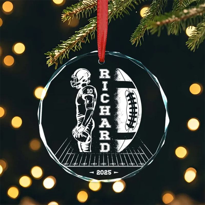 Football Ornament with Name and Number, Custom Name Football