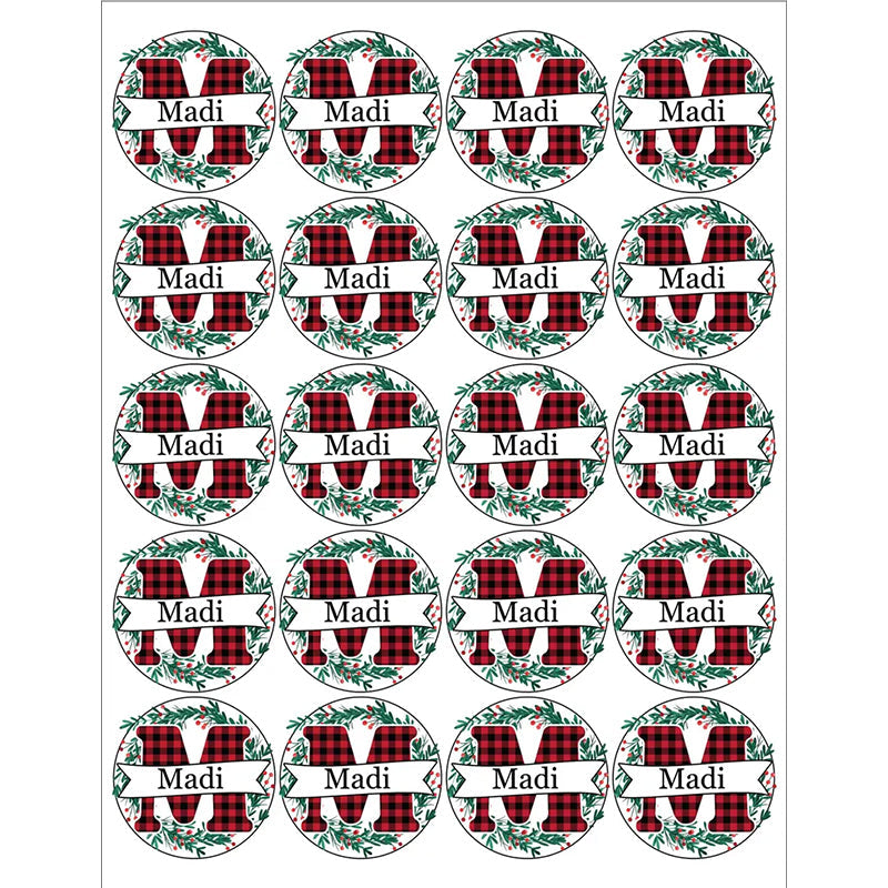 Personalized Round Name Stickers for Christmas Gifts