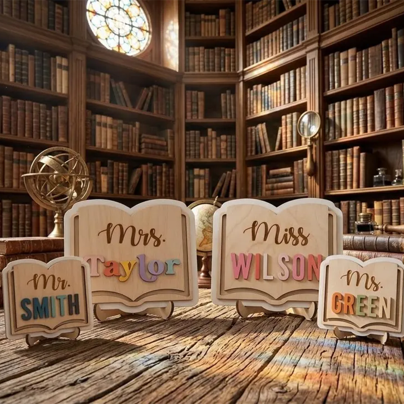 Personalized Teacher Gift, Custom Teacher Name Sign for Desk, 3D Layered