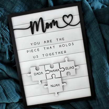 Personalized Engraved Wooden Sign Mothers Day Puzzle Sign Fathers Day Gift Valentines Day Sign Significant Other Gift