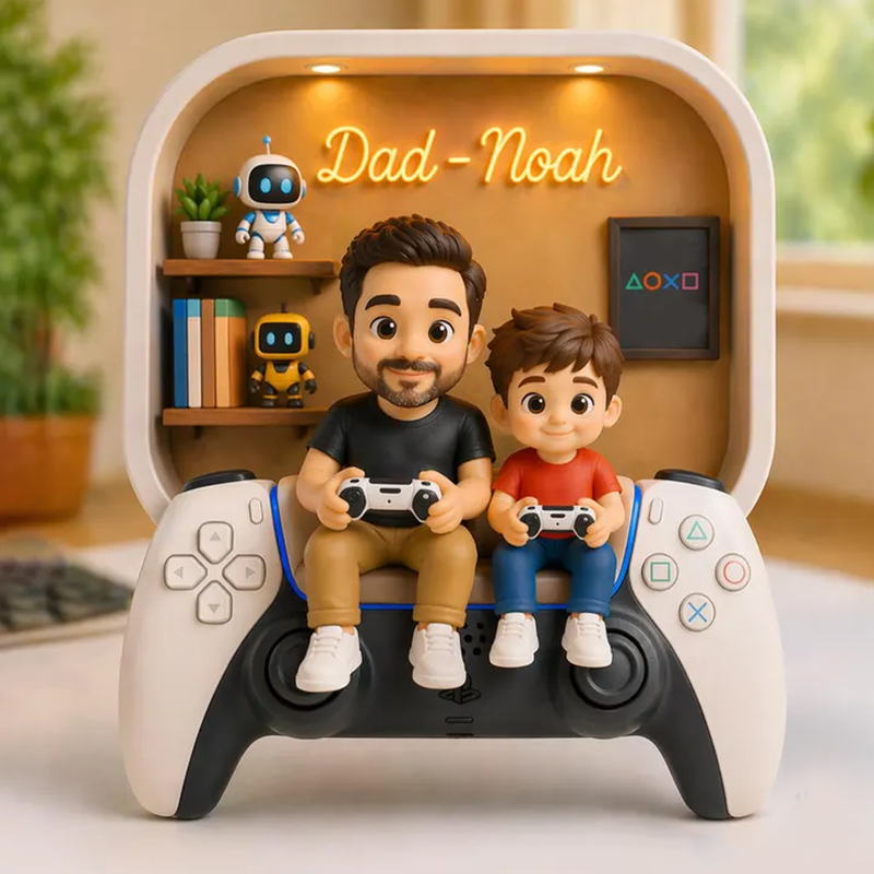 Personalized Dad And Son Gaming 2D Flat Acrylic Block