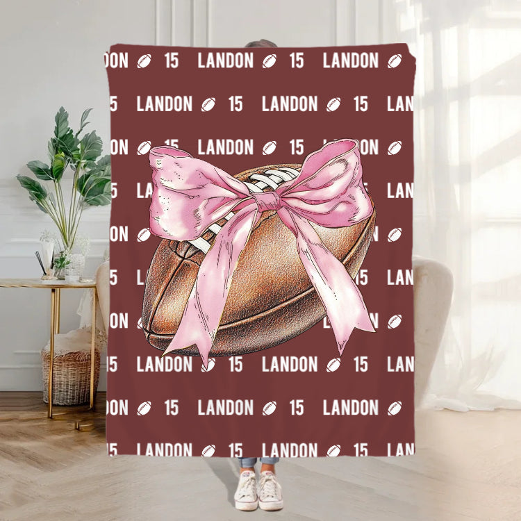 Personalized Bow Volleyball Softball Multicolor Throw Blanket