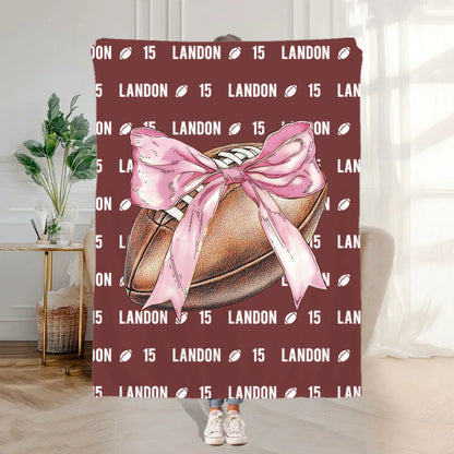 Personalized Bow Volleyball Softball Multicolor Throw Blanket