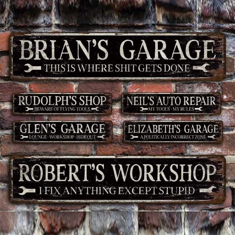 Personalized Garage Sign, Custom Workshop Decor