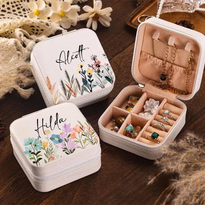 Travel Jewelry Box with Name,Birthday Christmas Gift for Women