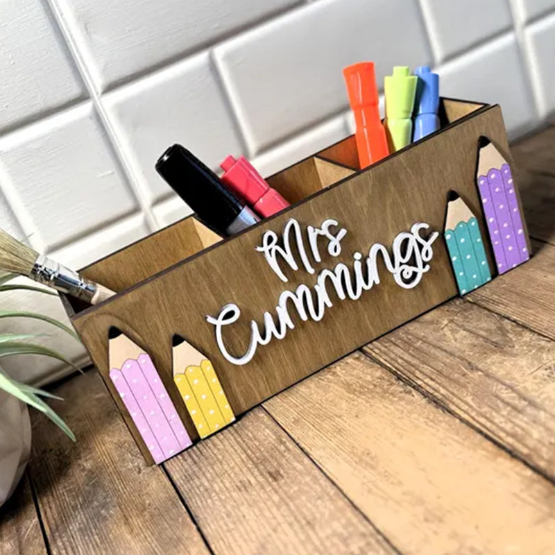 Personalized Pencil Teacher Desk Organizer, Custom Teacher Desk Caddy