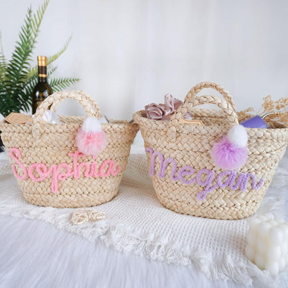 Personalized Straw Bridesmaid Handbag,Moroccan Basket