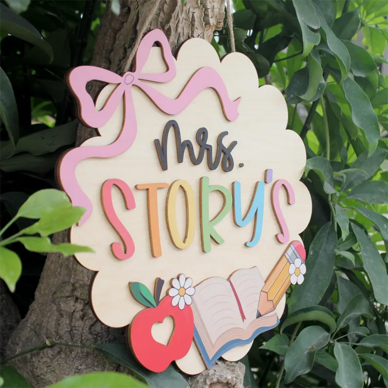 Personalized 3D Teacher Door Hanger, Custom Grade Teacher Name Sign