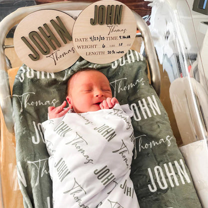 Newborn Name Blanket, baby name swaddle, first and middle name blanket