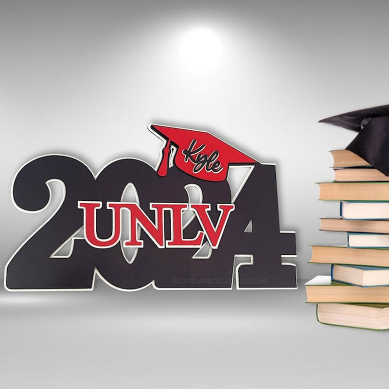 Deluxe Grad Sign, Personalized School Name, Graduation Cap Wood Sign, Party Backdrop Decor