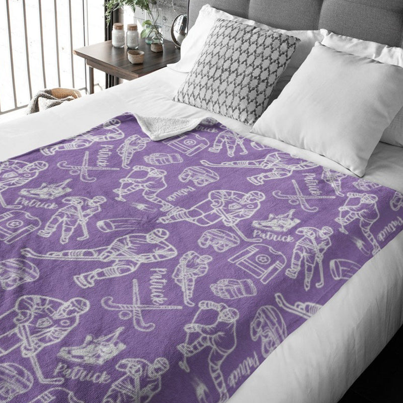 Personalized Hockey Blanket, Custom Hockey Player Throw