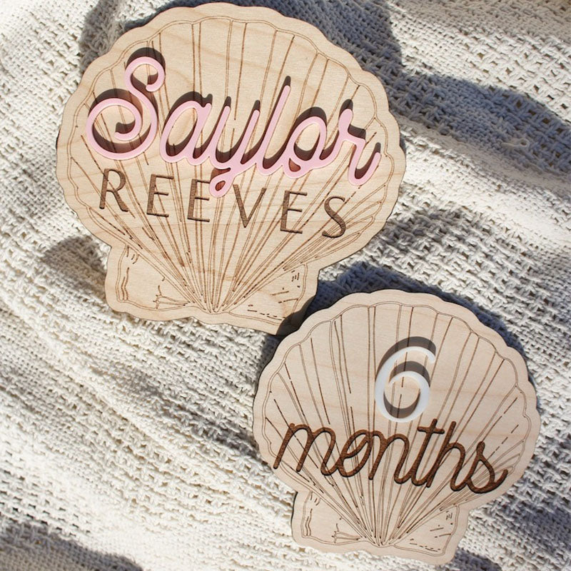 Personalized Beachy Baby Announcement Sign for Footprint Imprint
