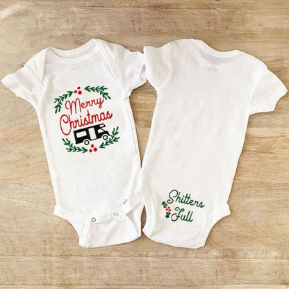 Merry Christmas Shitters Full Unisex Onesies, Ugly Christmas Baby Outfit