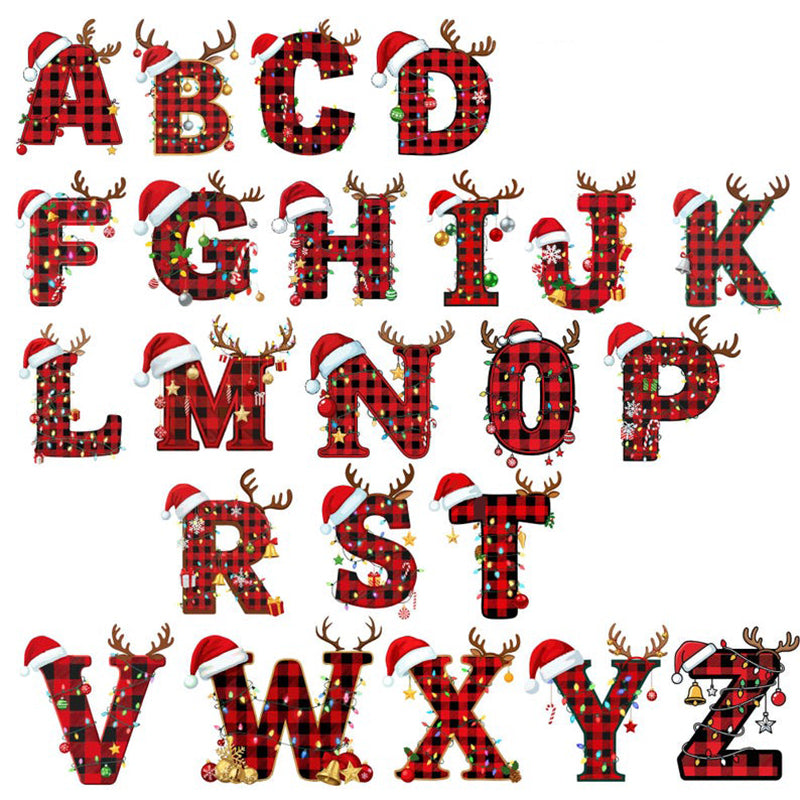 Custom Name Holiday Stickers: Plaid Initial Christmas Labels