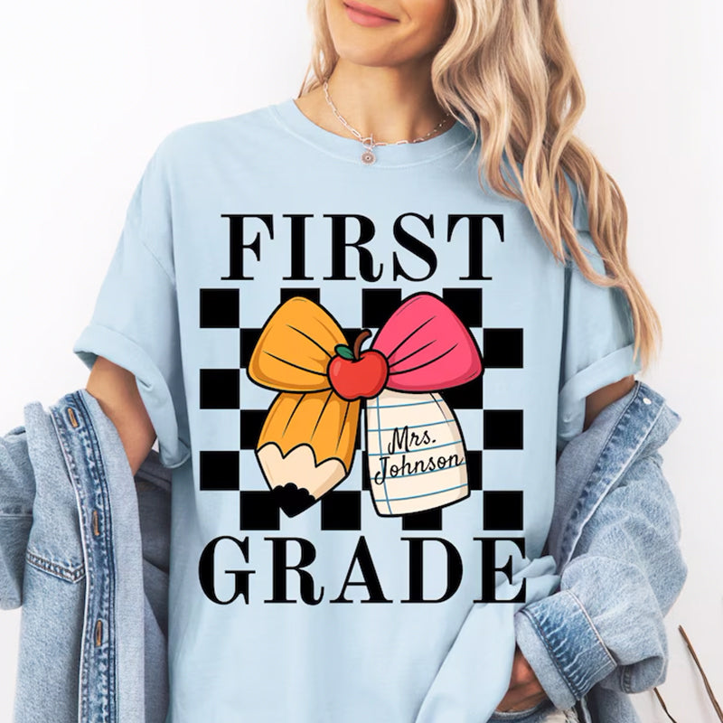 Custom First Grade Teacher Shirt, Comfort Colors 1st Grade Teacher Name Shirt
