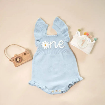 Baby Romper Embroidered| 1st Birthday Outfit Girl Baby Name
