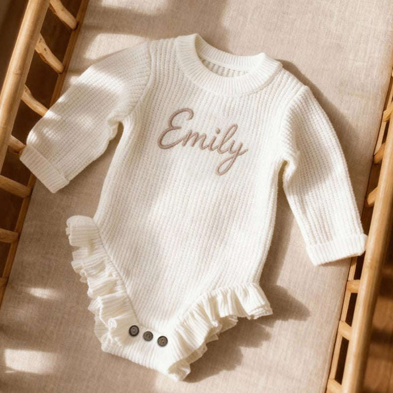 Personalized Newborn Name Romper ,Custom Baby Knit Sweater