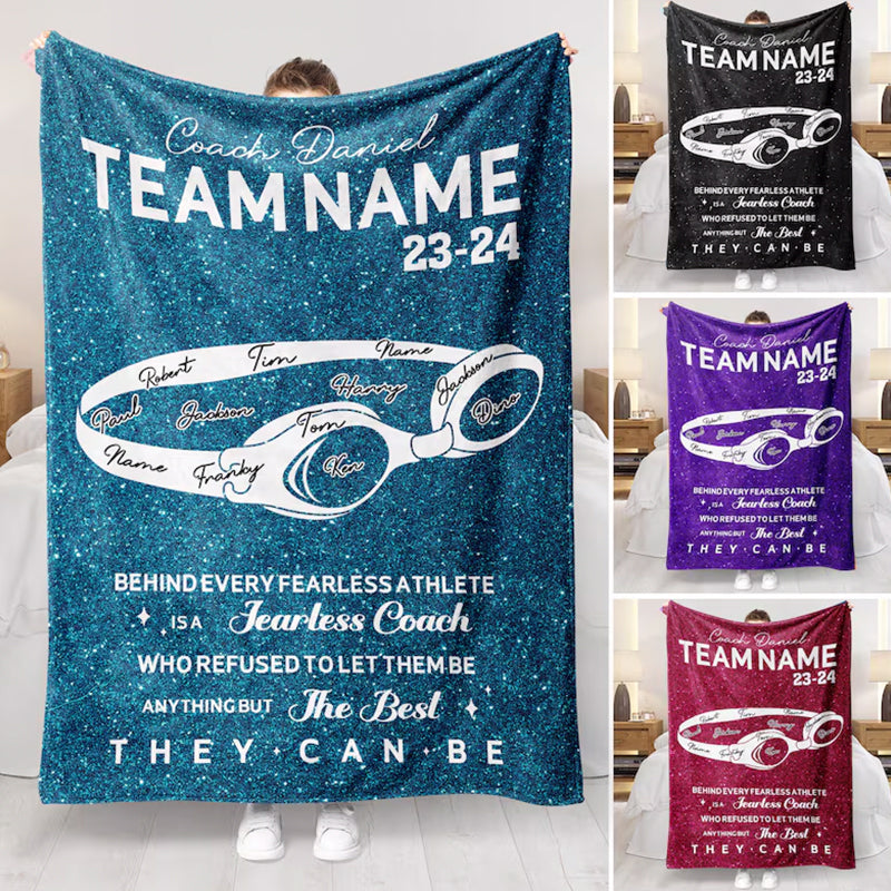 Personalized Swim Coach Blanket - Custom Coach Name, Team Name