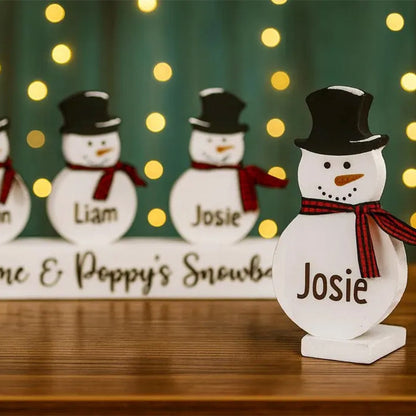 Personalized Snowman Family Sign: Rustic Christmas Mantel Decor