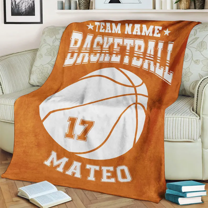 Personalized Basketball Blanket, Basketball Gift For Team
