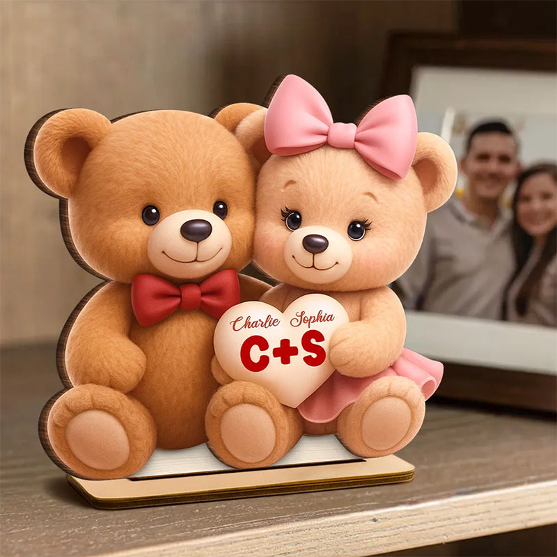 Loving Bear Couple - Personalized Wooden Plaque