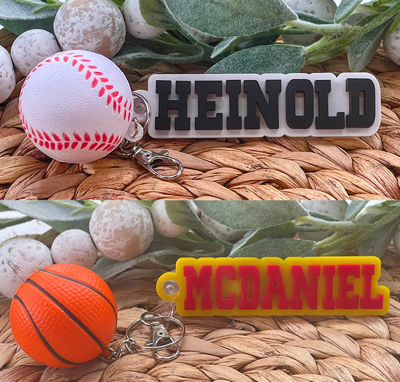 Personalized name color Sport Keychain Team Colors Soccer, Basketball, Baseball, Football, for keys