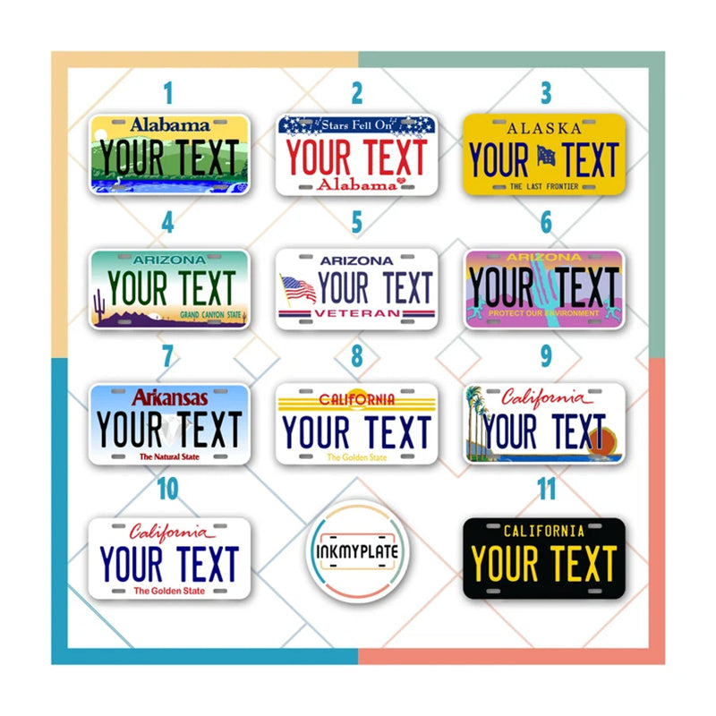 Custom Mini state License Plates | All 50 Sates | 4x2 - 6x3
