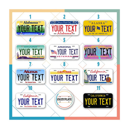 Custom Mini state License Plates | All 50 Sates | 4x2 - 6x3
