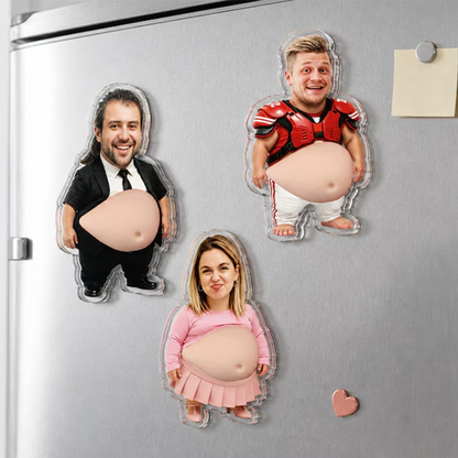 Personalized Dad Squeeze Belly Magnet, Funny Fridge Gift for Dad