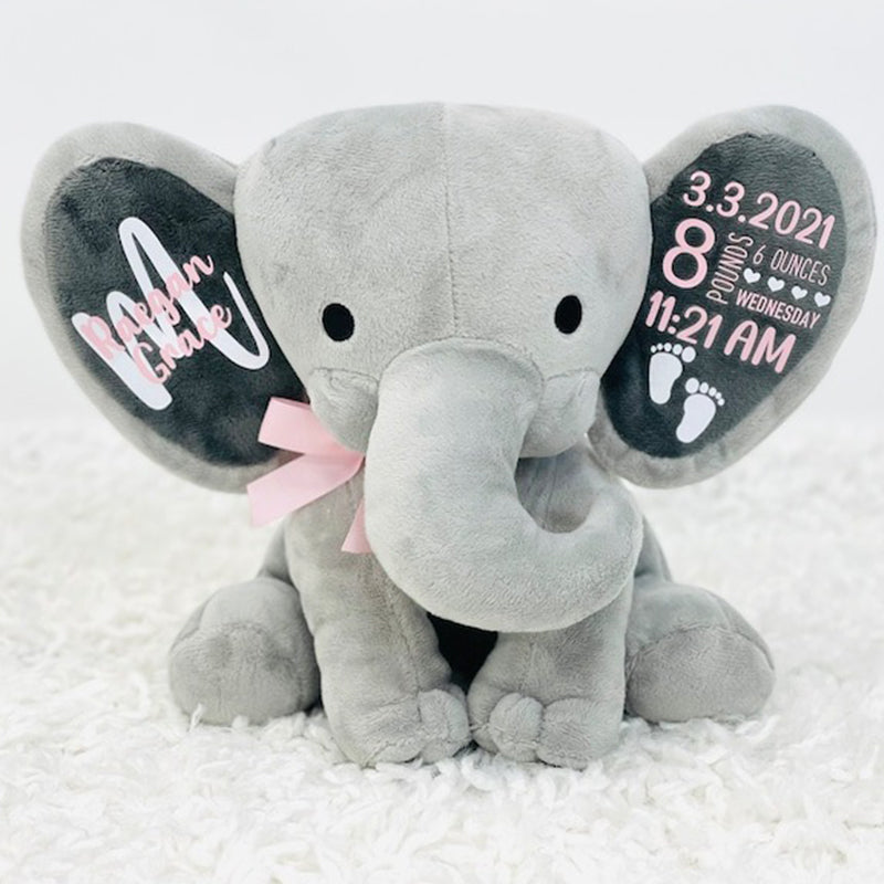 Gift for Baby Girl & New Mom,Personalized Elephant Stuffed Animal