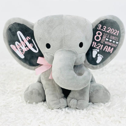 Gift for Baby Girl & New Mom,Personalized Elephant Stuffed Animal