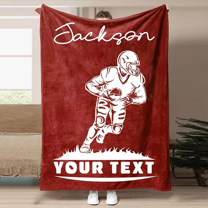 Football Customized Name and Number Blanket