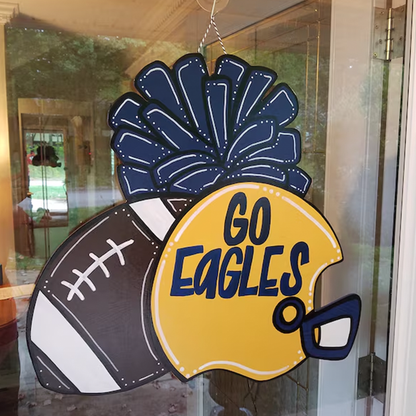 Hand Painted Custom Personalized Football Cheerleader Game Day Door Hanger