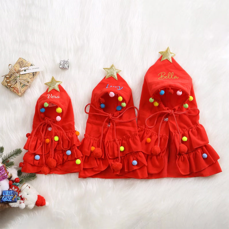 Personalized Christmas Pet Name Cape, Dog Clothes, Christmas tree Cape