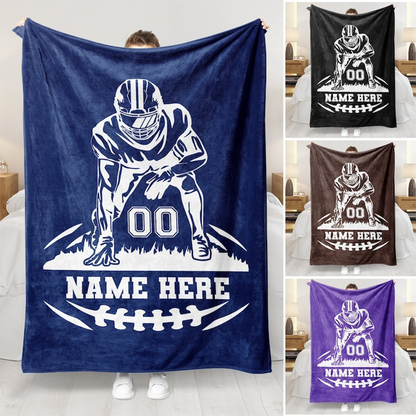 Personalized Football Blanket, Custom Name Gift Idea for Football Player