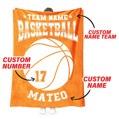 Personalized Basketball Blanket, Basketball Gift For Team