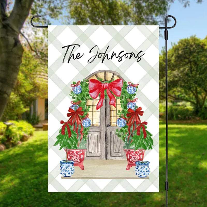 Custom Christmas Holly Front Door Yard Welcome Home Sign Display Garden Flag Family Gift