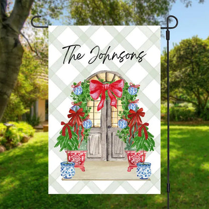 Custom Christmas Holly Front Door Yard Welcome Home Sign Display Garden Flag Family Gift