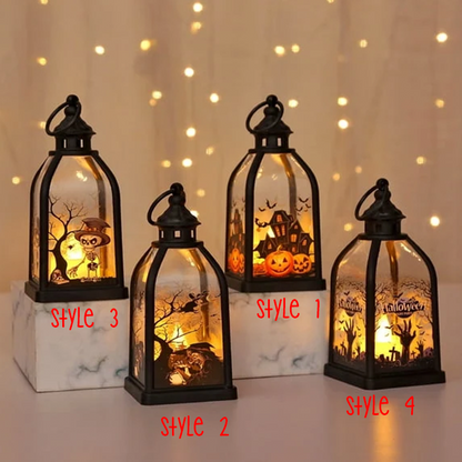 Spooky Halloween Snow Globe Lantern - Hanging LED Decor with Floating Ghosts