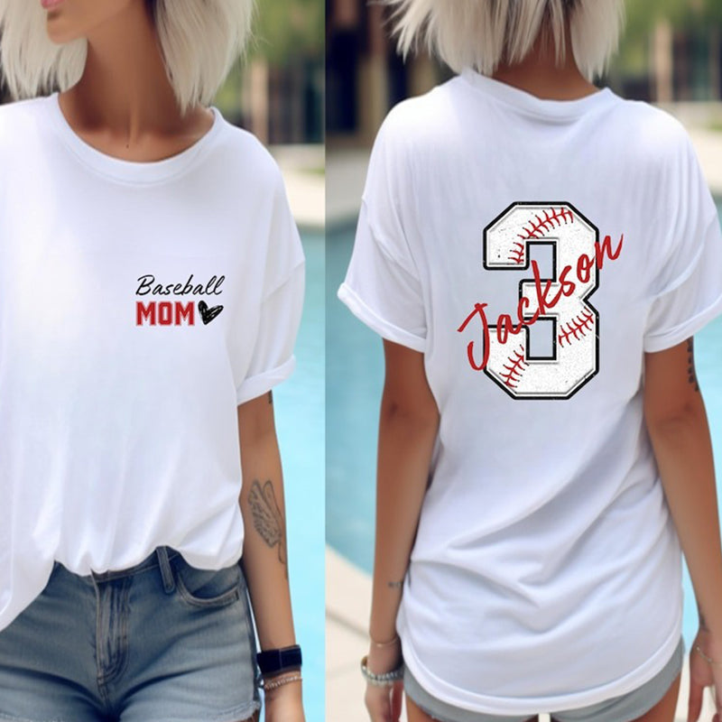 Baseball Mom T-Shirt,Custom Baseball Mom Shirt,Personalized Baseball Gift for Mom