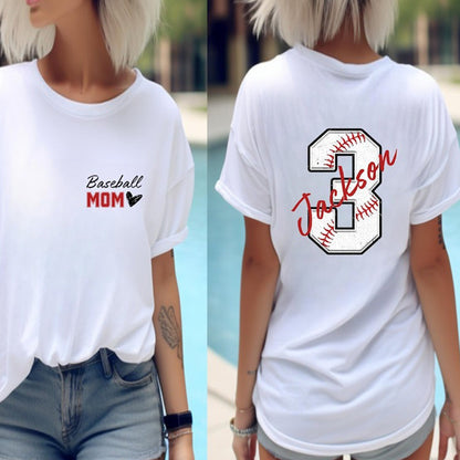 Baseball Mom T-Shirt,Custom Baseball Mom Shirt,Personalized Baseball Gift for Mom