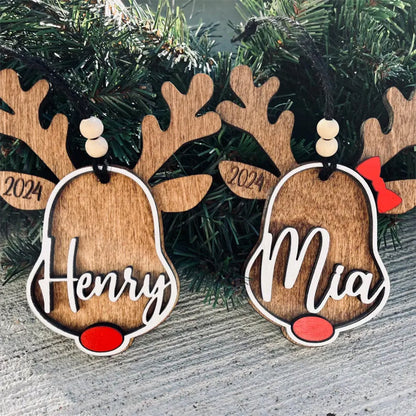 Personalized reindeer ornament | personalized Rudolph wooden ornaments