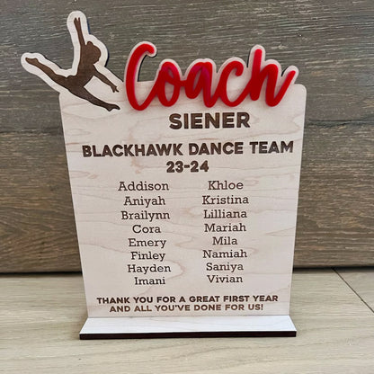 End of Season Coaches Gift, Personalized Coaches Plaque