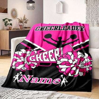 Customizable Cheerleader Fleece Blanket - Soft & Warm Pink and Black with Personalized Name