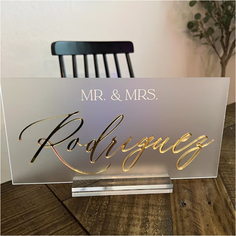 3D Mirrored Acrylic Wedding Head Table Mr Mrs Sign