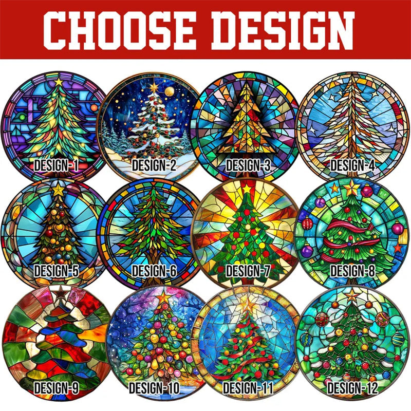 Personalized Christmas Tree Stained Glass Ornament 2025